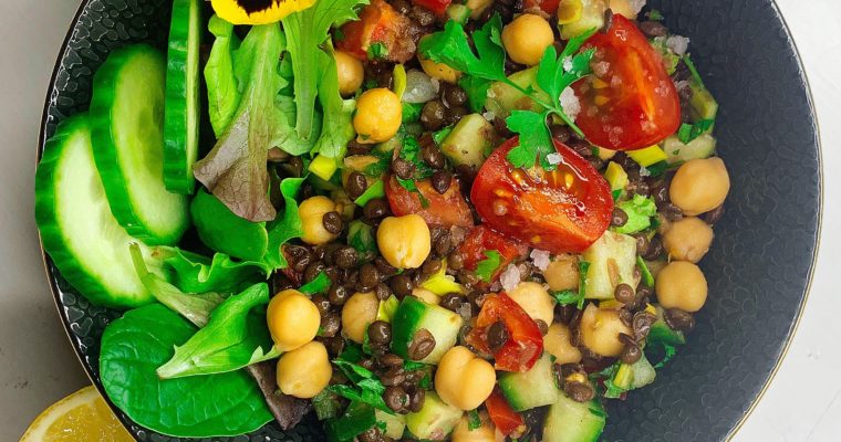 Belugalinsen-Kichererbsen-Salat, vegan – glutenfrei – zuckerfrei